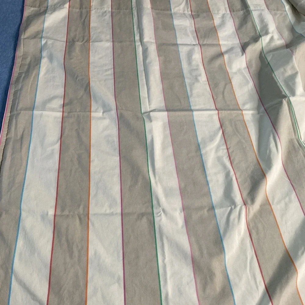 VTG TWIN Atelier Martex Pillowcase & Sheets Percale ~ Beige Tan w Pastel Stripes
